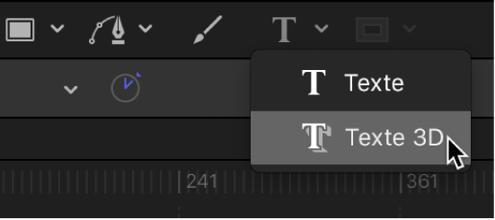 Sélection de l’outil Texte 3D dans la barre d’outils du canevas