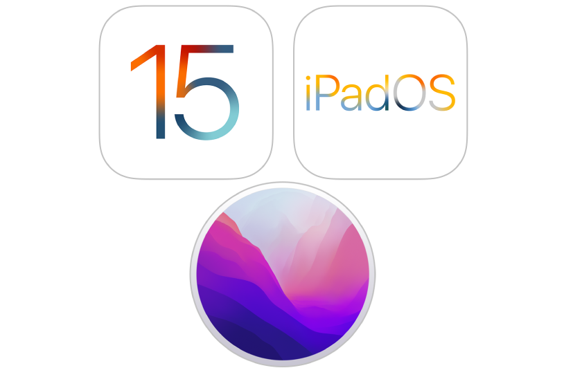 Ícones que representam os sistemas operacionais do iPhone, iPod touch, Mac e iPad.