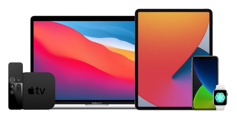 MacBook Pro, iPad Pro, iPhone 12 Pro, Apple TV e Apple Watch.