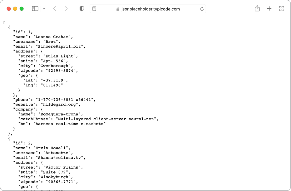 Json Live Data Example