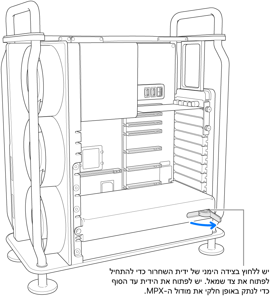 פתיחת הלשונית לניתוק המודול הקיים.