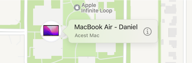 Un detaliu al pictogramei Informații pentru MacBook Air (Danny).