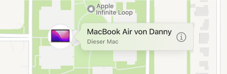 Eine Großaufnahme des Info-Symbols für das MacBook Air von Daniel