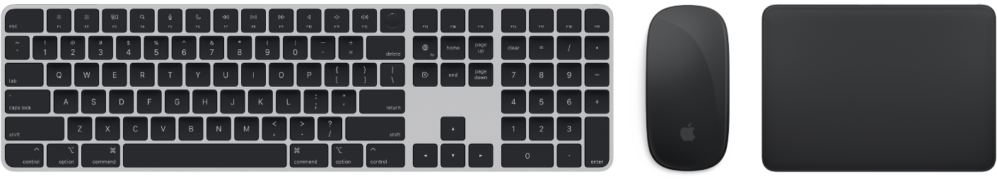 Показаны Magic Keyboard, мышь Magic Mouse и трекпад Magic Trackpad.