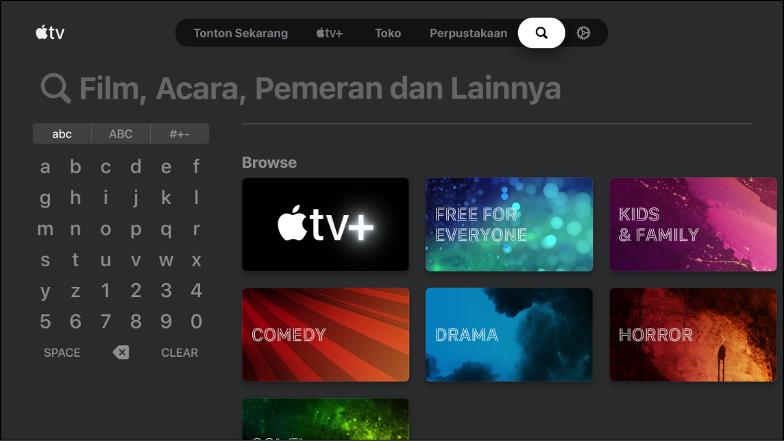 Layar menampilkan pencarian