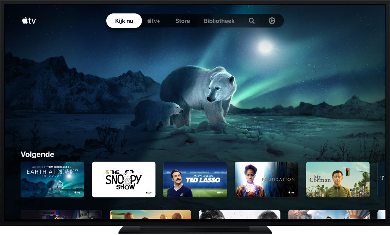 De Apple TV-app op een tv-scherm