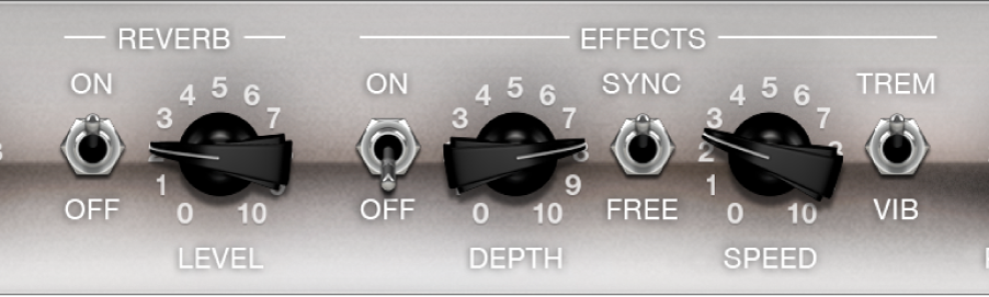 Figure. Reverb and Effects parameters.