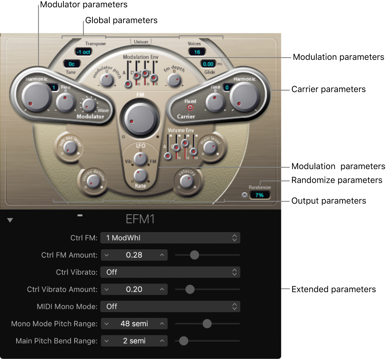 Figure. EFM1 window showing main interface areas.