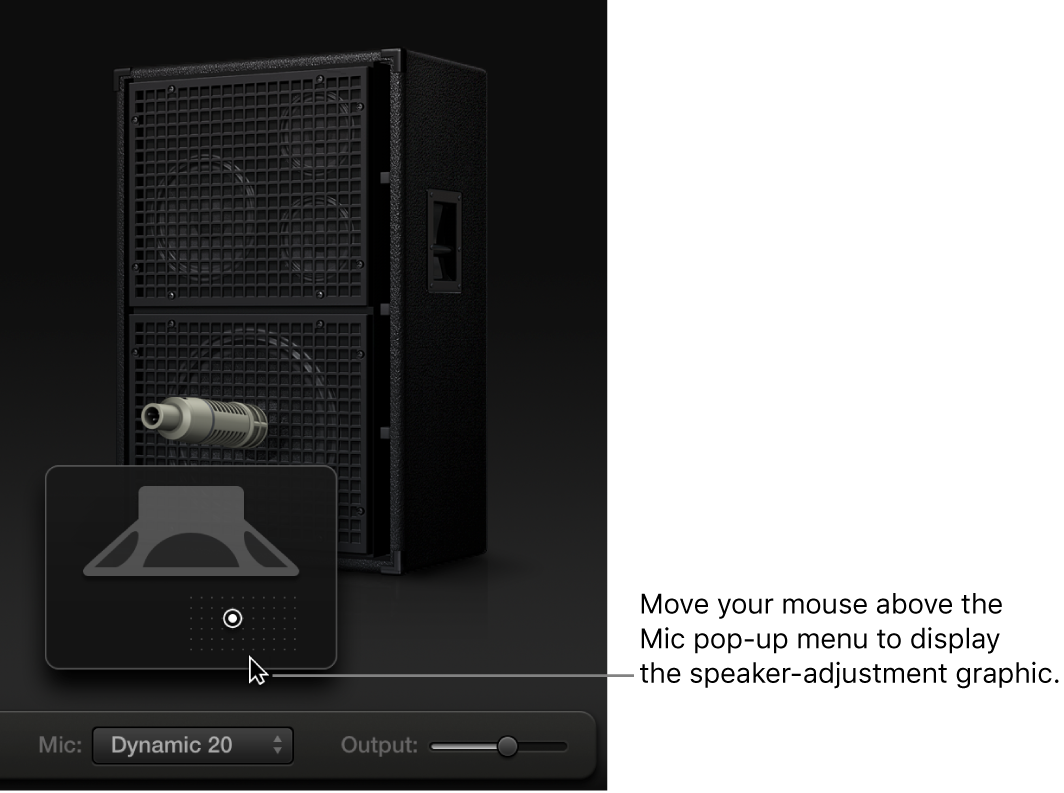 Figure. Microphone parameters showing speaker adjustment graphic.