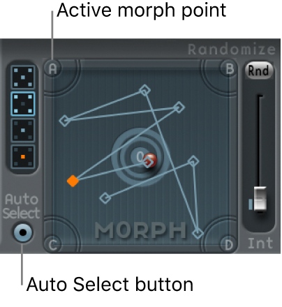 Figure. Morph Pad, showing active morph point and Auto Select button.