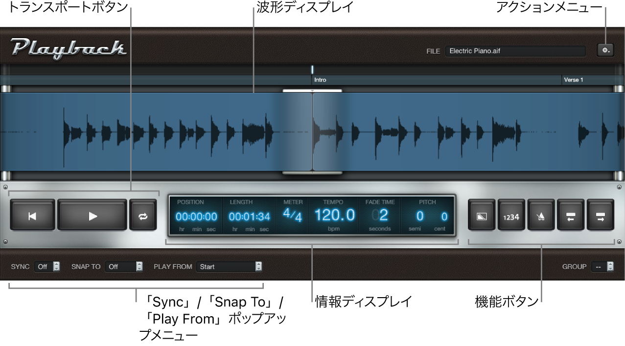 図。Playbackウインドウ。