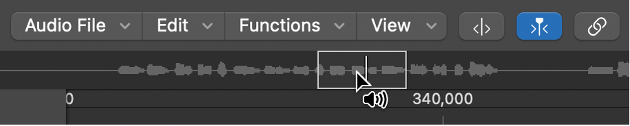 Figure. Sample Editor with the Preview icon over the waveform overview.