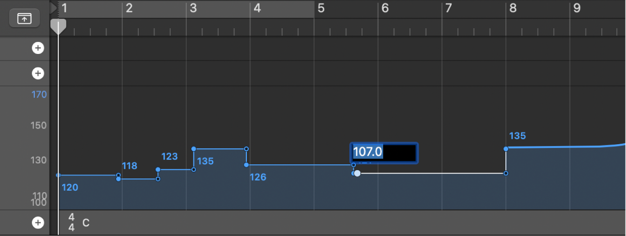 Figure. Typing tempo bpm value in text field.