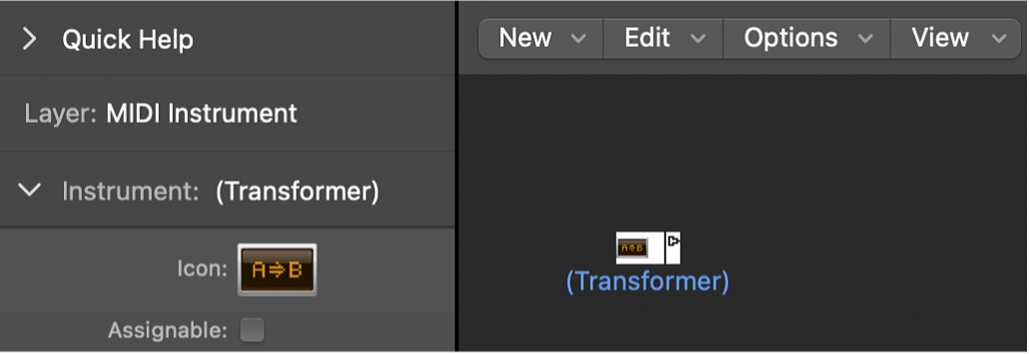 Figure. Environment window showing a transformer object and its inspector.