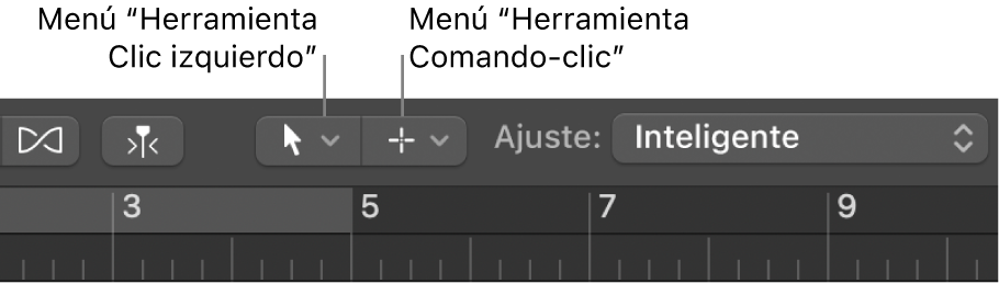 Ilustración. Menús “Herramienta Clic izquierdo” y “Herramienta Comando-clic” en el área Organizar.