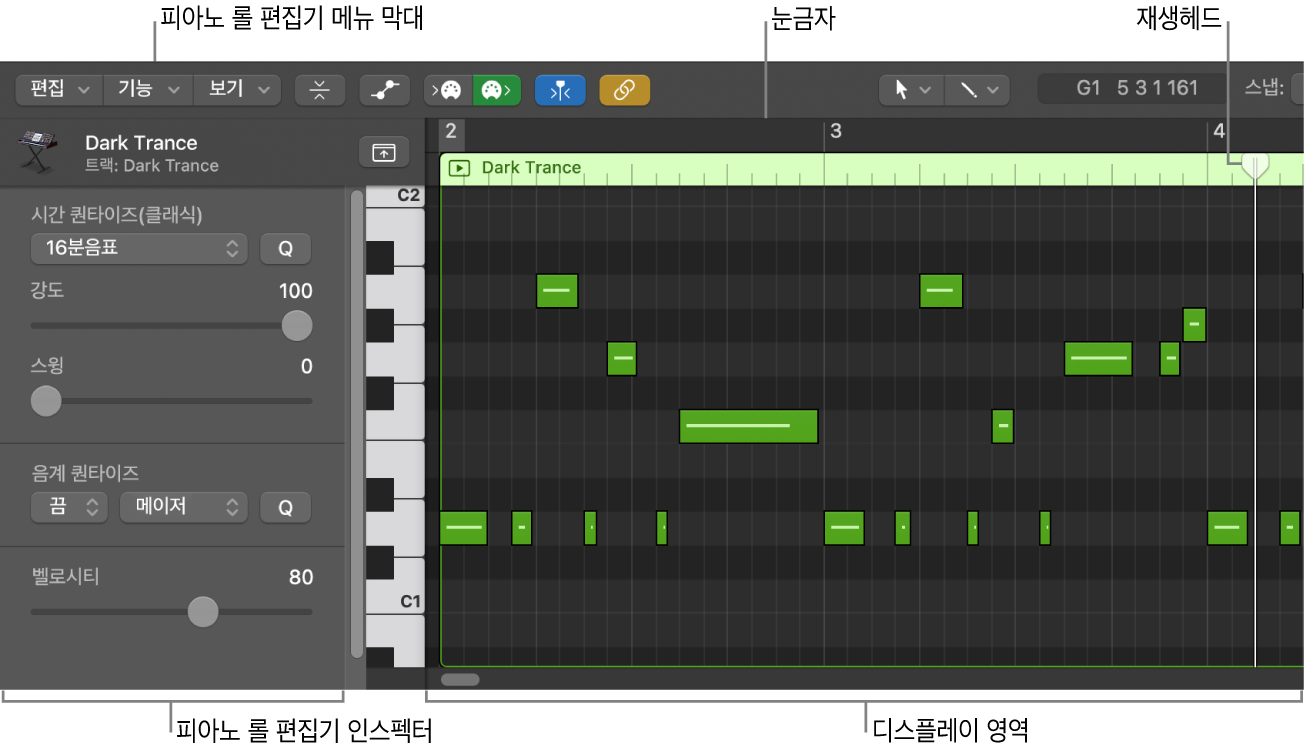 그림. 피아노 롤 편집기.