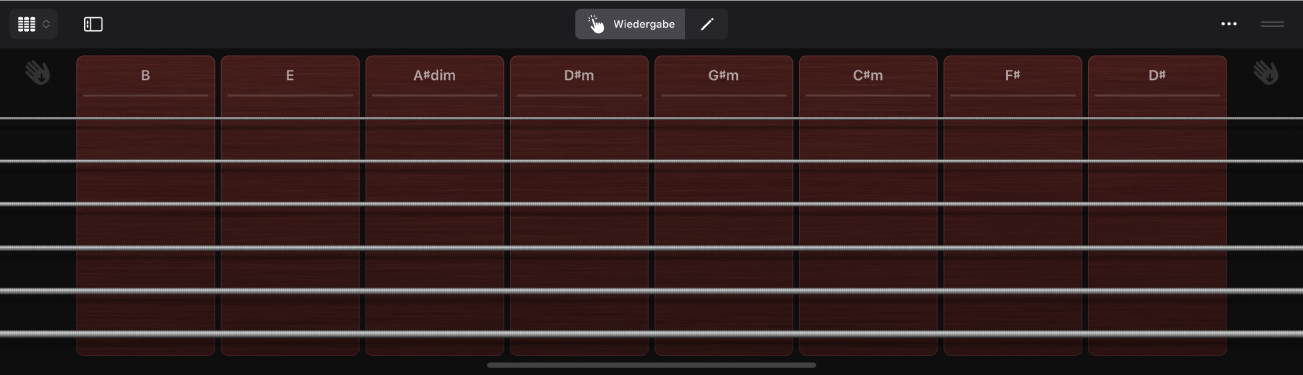 Abbildung. Die Spieloberfläche „Gitarren-Strips“.