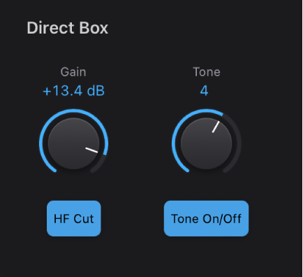 Abbildung. Bass Amp Designer-Parameter „Amp“ und „Direct Box“