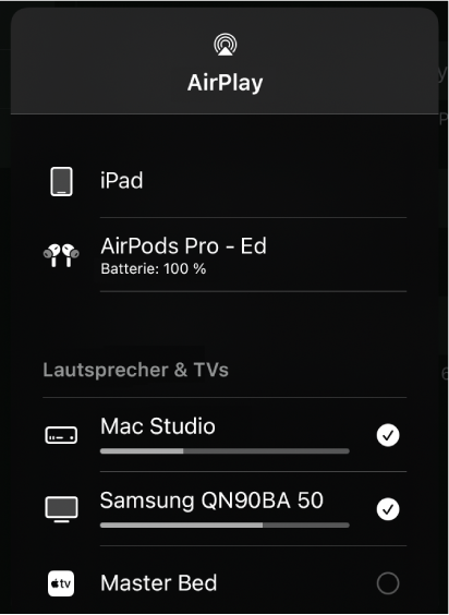 Abbildung. Das Dialogfenster „AirPlay“.