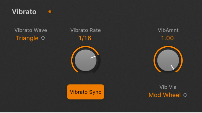 Abbildung. Vibrato-Parameter von Retro Synth.