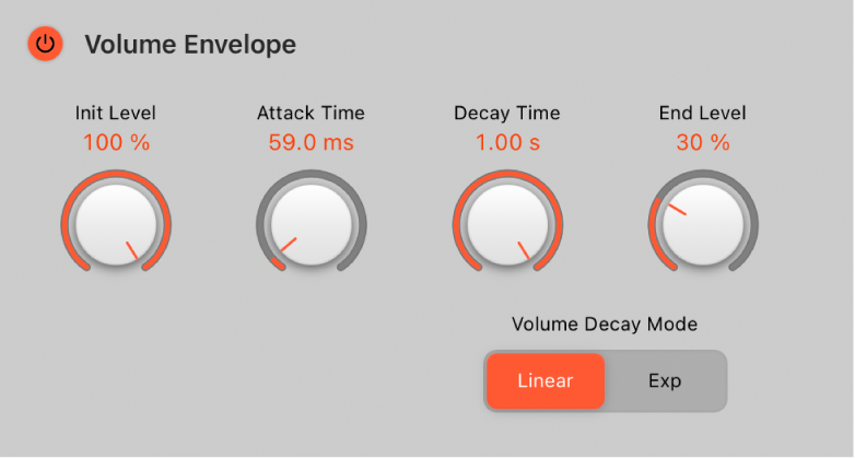 Figure. Space Designer Volume Envelope parameters.