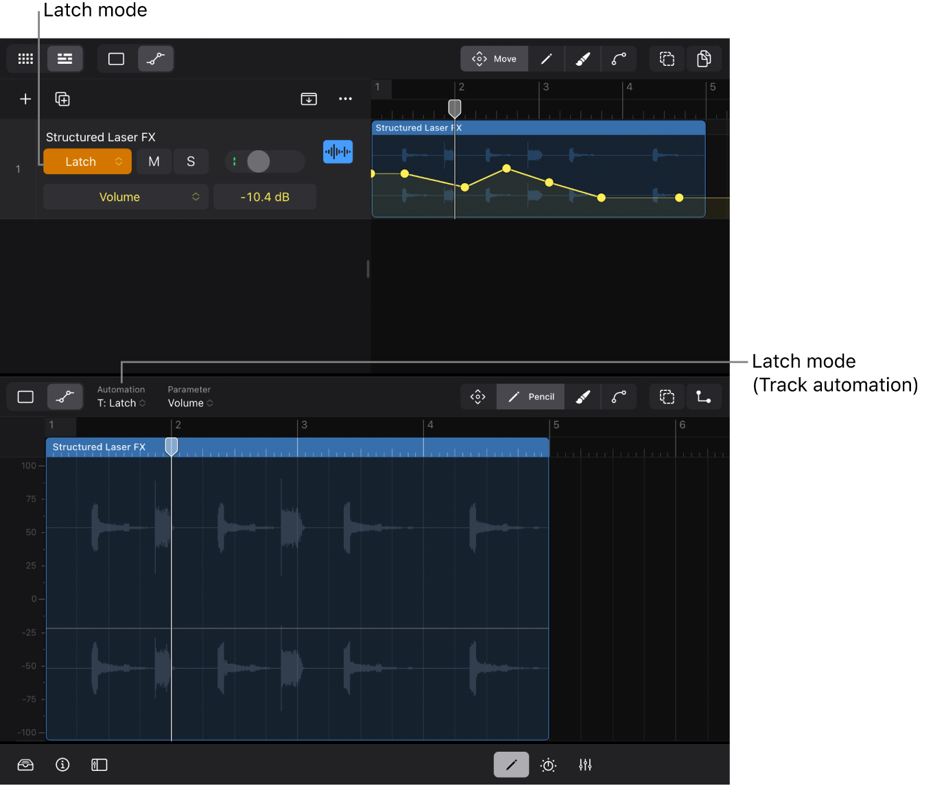 Figure. Automation modes in the Editors view.