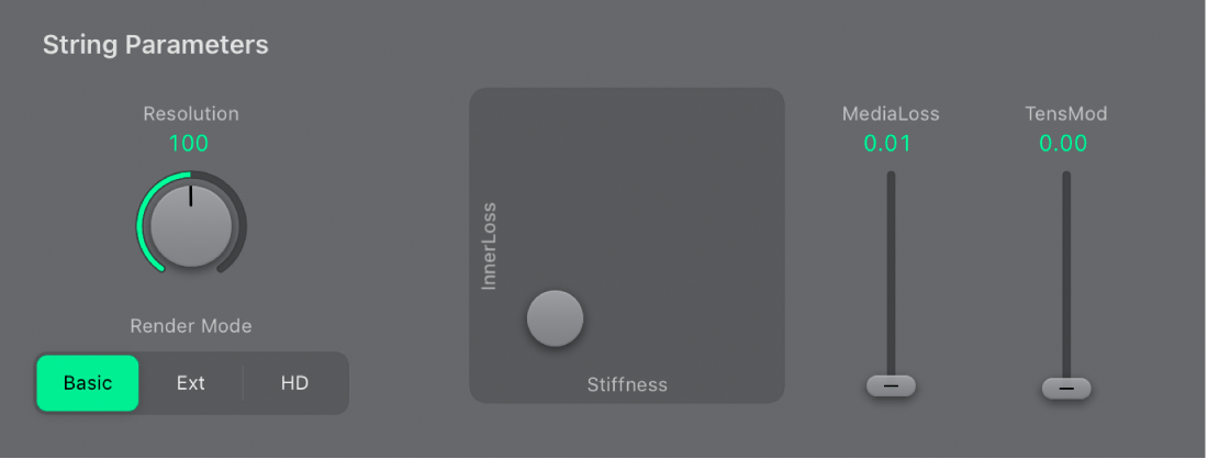 Figure. Material Pad shown in String parameters.