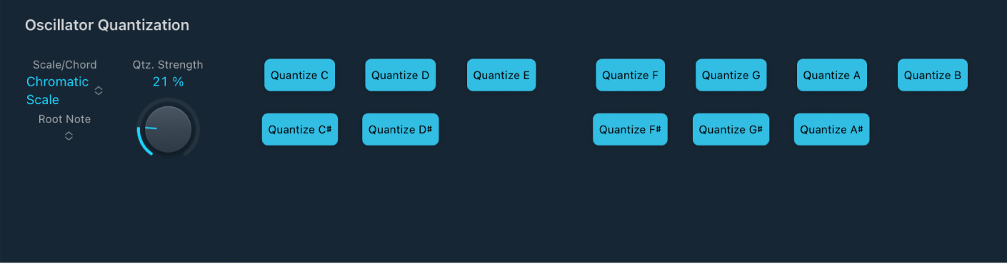 図。EVOC 20 TrackOscillatorの「Oscillator Quantization」のパラメータ。