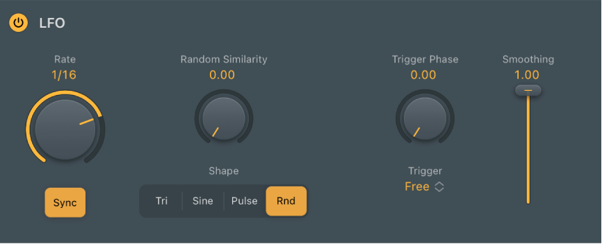 図。Modulator LFOのパラメータ。