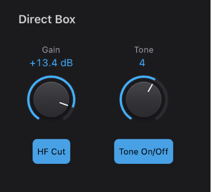 図。Bass Amp Designerのアンプおよびダイレクトボックスのパラメータ。