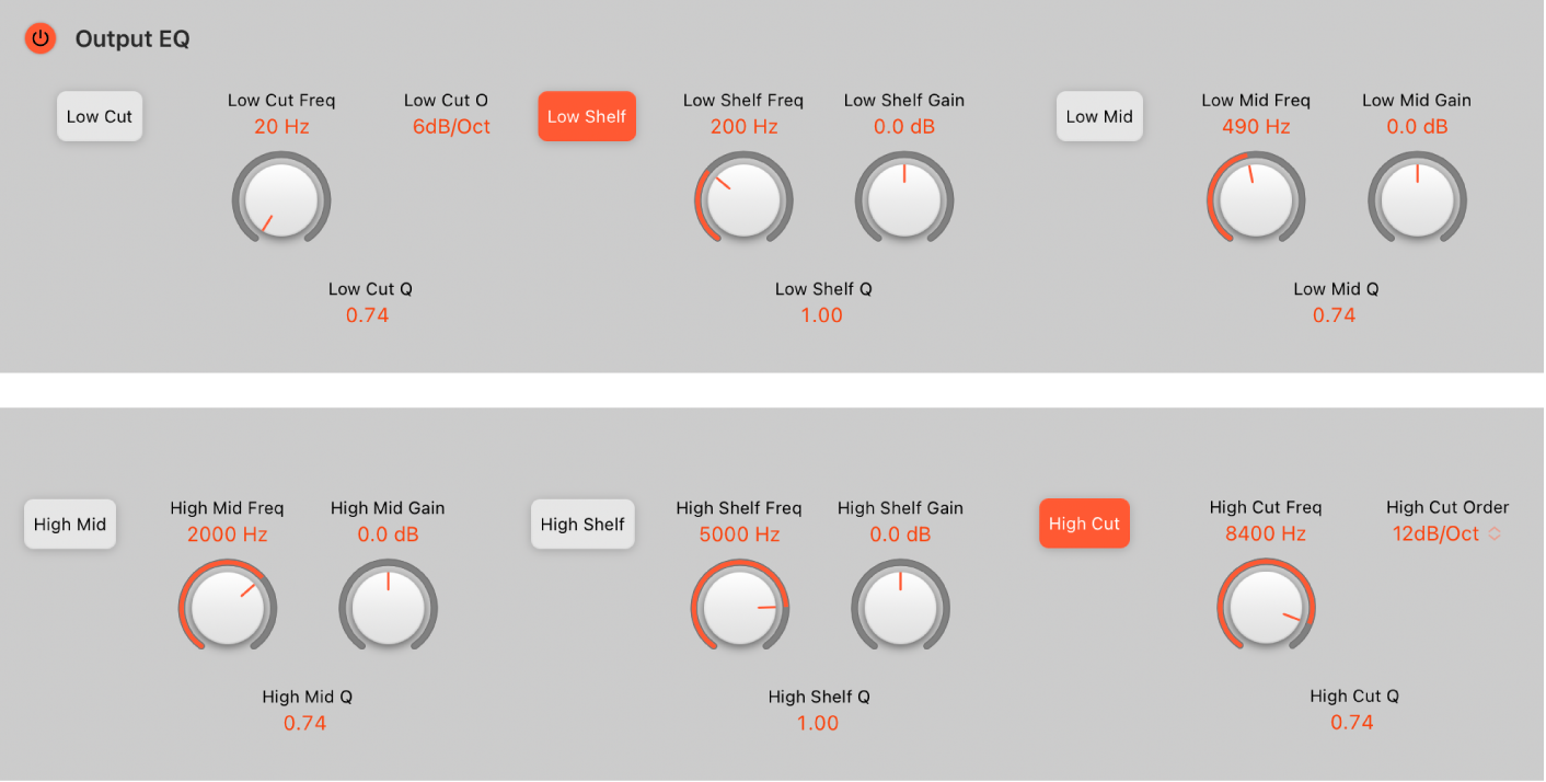 그림. Space Designer Output EQ Low Cut 컨트롤.