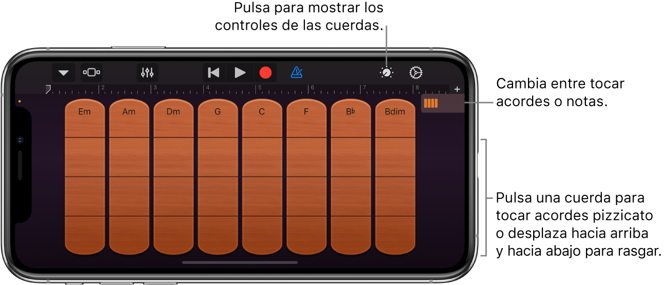 Instrumento táctil Cuerdas