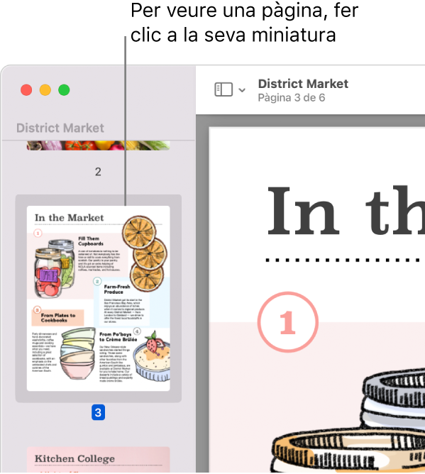 Un PDF amb miniatures a la barra lateral.