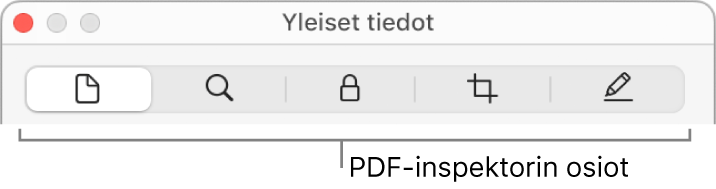 PDF-inspektorin osiot.