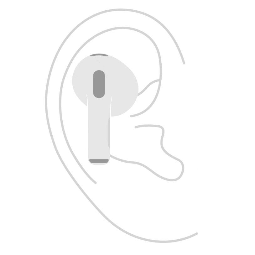 Un'animazione dell'inserimento nell'orecchio di AirPods (terza generazione).