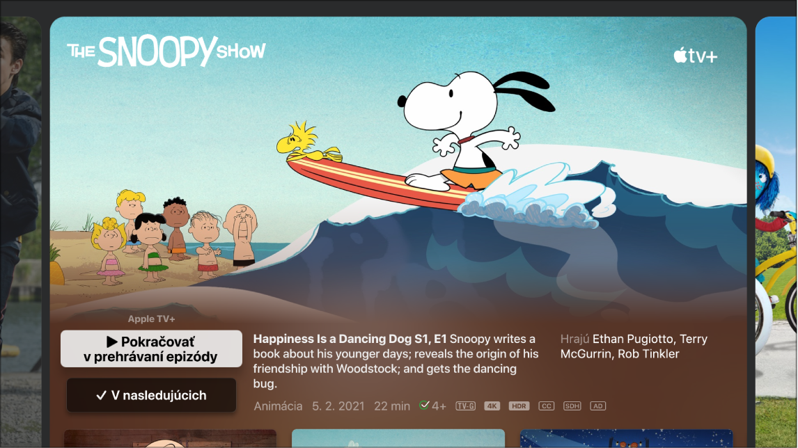 Obrazovka s informáciami o TV seriáloch