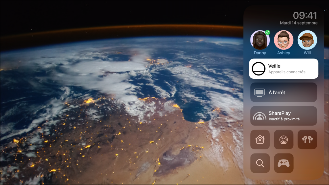Écran de l’Apple TV avec le Centre de contrôle
