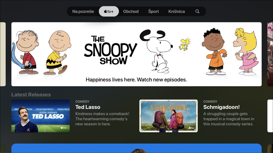 Obrazovka zobrazujúca Apple TV+