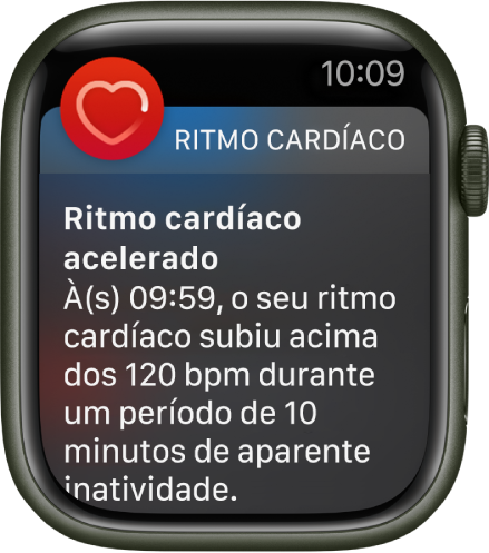 Um aviso de ritmo cardíaco a indicar um ritmo cardíaco elevado.