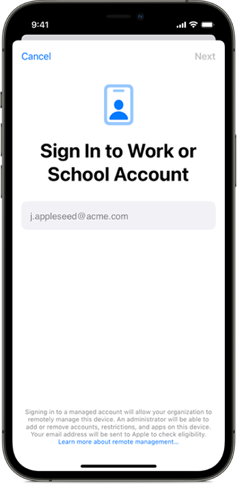 An iPhone screen showing the User Enrollment interface.