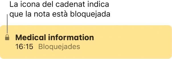 Nota bloquejada amb una icona de cadenat a l’extrem esquerre.