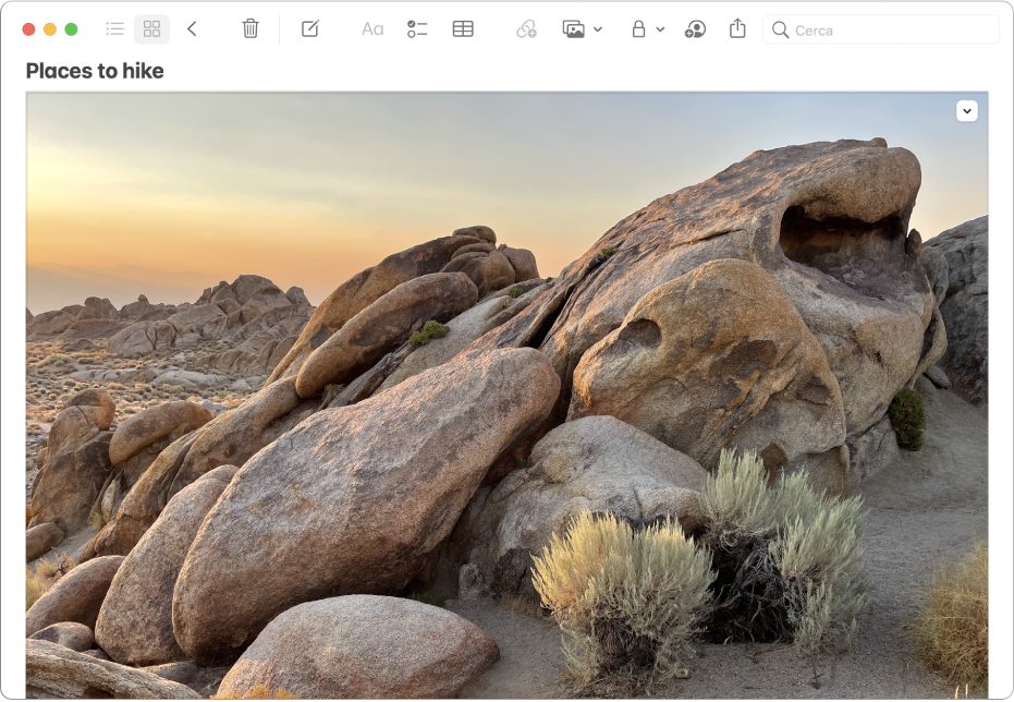 Una nota che include una grande foto in un paesaggio roccioso.