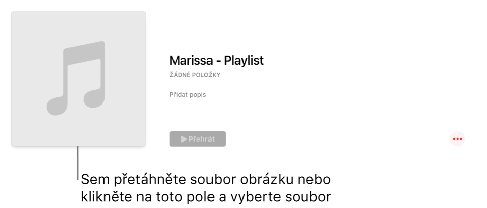 Playlist s přizpůsobenou grafikou, kterou můžete kdykoli změnit Grafiku můžete přizpůsobit přetažením obrázku do oblasti grafiky.