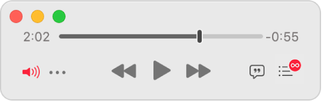 The smaller Music Mini Player, showing only the controls (and not the album artwork).