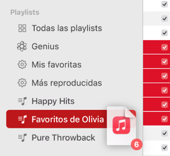 Un álbum que se arrastra a una playlist. La playlist se resalta.