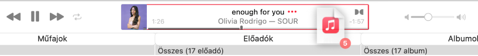 Egy album, amelyet a Zene-ablak tetejére húznak.