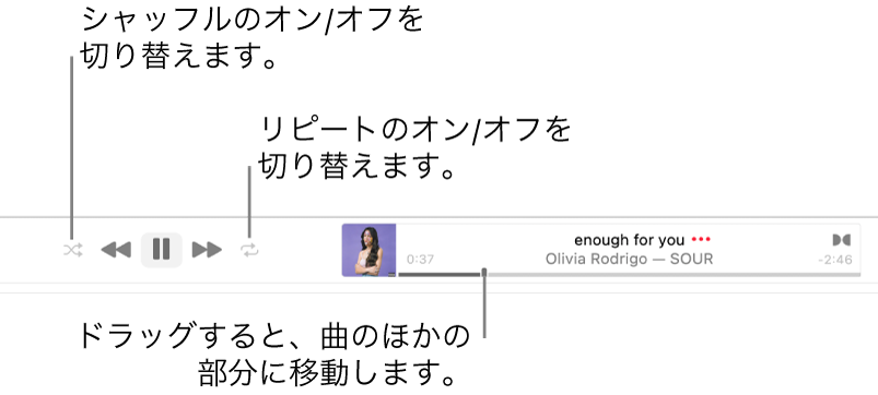 Macの ミュージック で曲をシャッフルする リピートする Apple サポート 日本