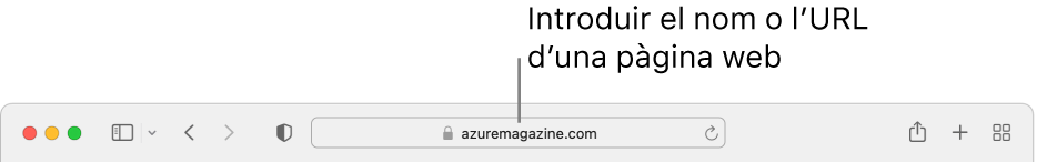 El camp de cerca intel·ligent del Safari, on pots introduir el nom o l’URL d’una pàgina.