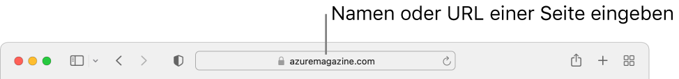 Das intelligente Suchfeld von Safari, in dem du den Namen oder die URL einer Seite eingeben kannst.