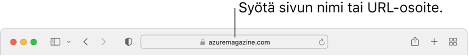 Safarin älykäs hakukenttä, johon voit kirjoittaa sivun nimen tai verkko-osoitteen.